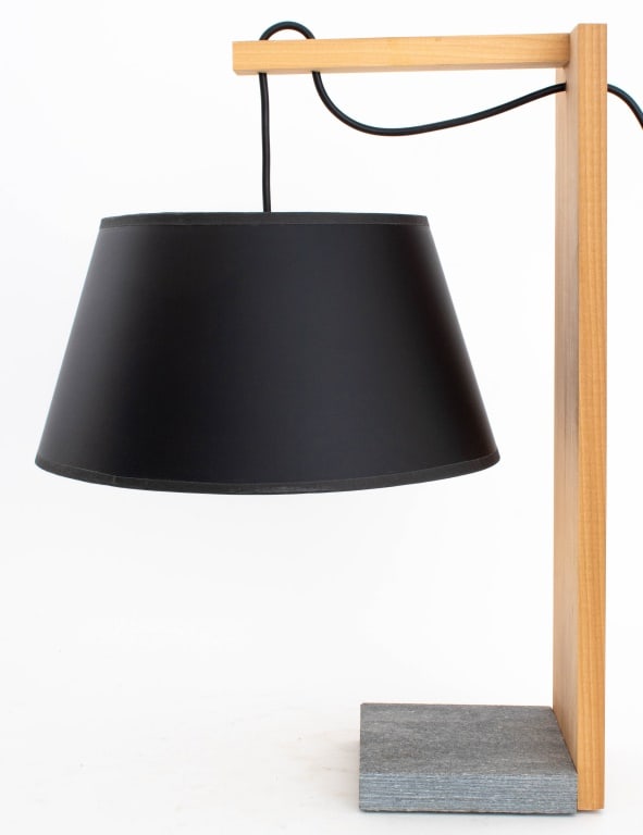 Contemporary Cherrywood and Slate Table Lamp (1 of 9)
