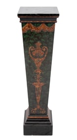 Neoclassical Green Faux Marble Painted Pedestal