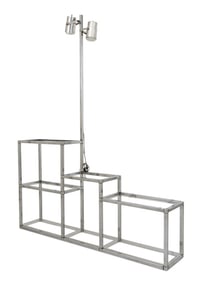 Milo Baughman Style Chrome & Lucite Etagere Lamp