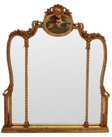 Louis XV Style Giltwood Overmantel Mirror, 19th C.