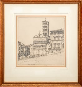 Ernest David Roth "Arezzo - Piazza Vasari" Etching