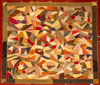Cotton and Silk Patchwork Crazy Quilt, 1895