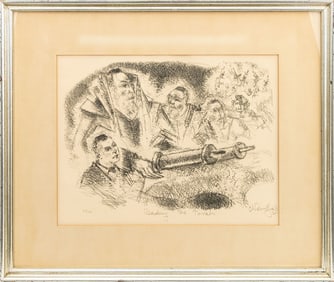 Chaim Gross "Reading the Torah" Lithograph