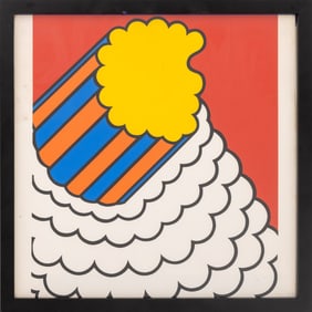 Nicholas Krushenick "White Smoke Red Sky"