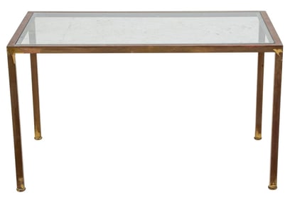 Postmodern Gilt Metal Glass-Topped Coffee Table