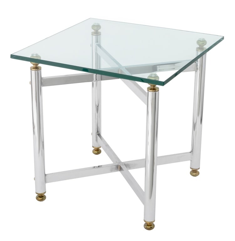 Modern Glass Top Chrome Side Table (1 of 7)