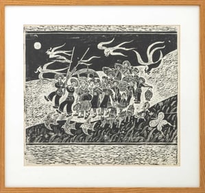 South American School Processional Linocut