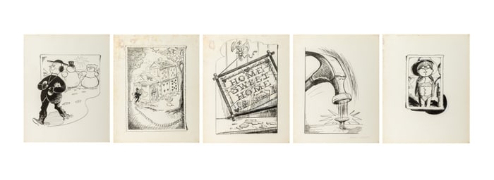 Marital Strife Cartoon Inks on Paper, 5