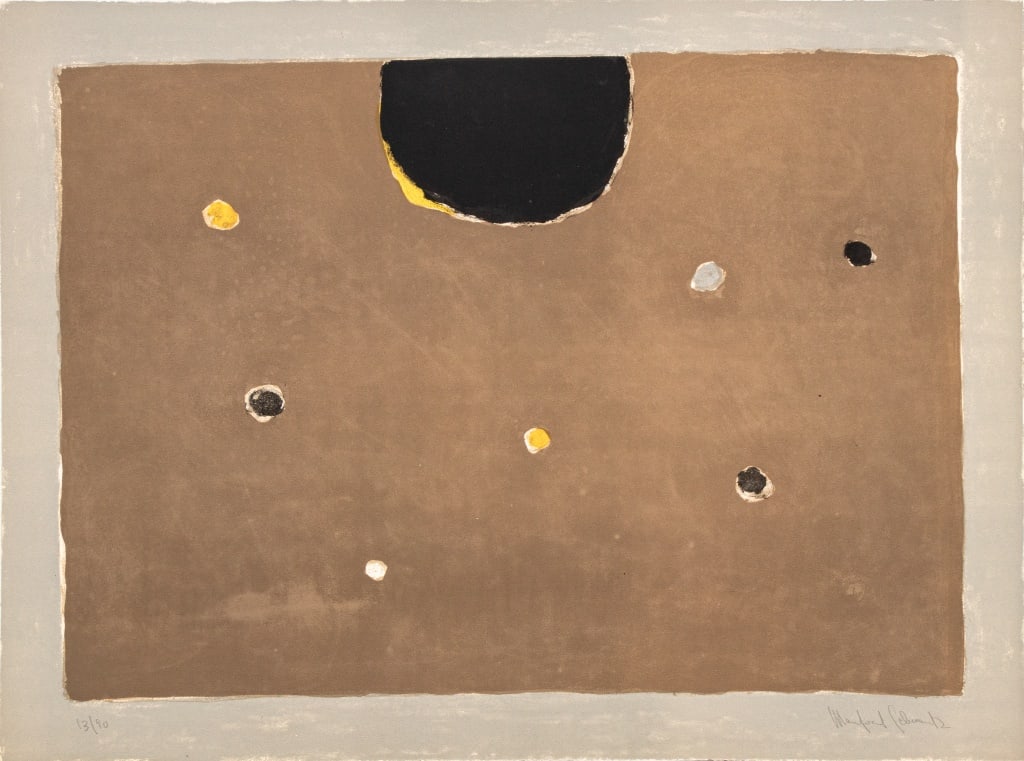 Manfred Schwartz "Somber Planet" Lithograph: Manfred Schwartz (American, born Poland, 1909-1970), "Somber Planet", Lithograph in Colors on Paper, mid 20th century, numbered edition "13/90" lower left, signed in pencil lower right, artist's signa