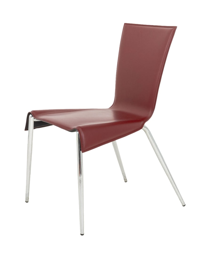 Postmodern Red Leather Side Chair (1 of 6)