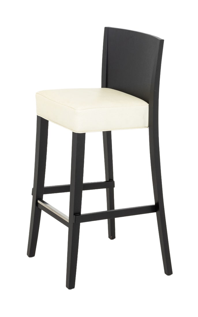Philippe Starck for Driade "Neoz" High Chair: Philippe Starck for Driade "Neoz" High Chair, cream leather upholstered seat on ebonized wood frame, label to underside. 40.5" H x 16.75" W x 16" D; seat: 30" H. Provenance: From a Vintage Collection