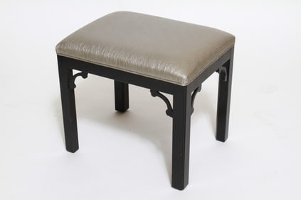 Asian Modern Style Black Lacquered Ottoman