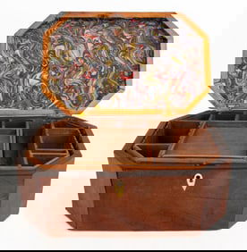 English Mahogany Octagonal Jewelry Box, ca. 1900