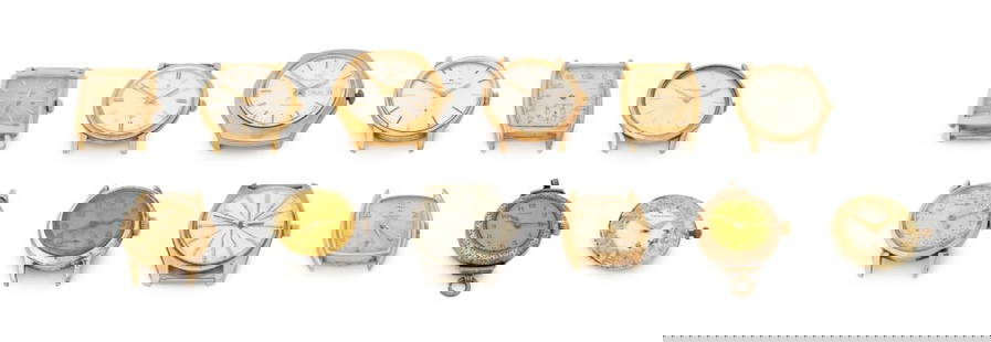 Hamilton Watches, 12: Collection of 12 Hamilton Watches, including: (3) three 10K gold-filled, marked to back case, (2) two 10K gold-filled bezels with stainless steel back cases, marked, (1) one 18K yellow gold-plated and