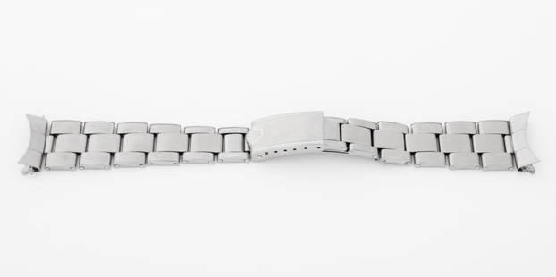 Rolex Oyster 19mm Rivet Link Bracelet: Rolex Genuine Oyster 19mm Stainless Steel Rivet Link Bracelet, 1970, with 13 links, model no. 7205, and "57" endlinks, marked "Swiss Made / Rolex / Steelinox" and "I 70" to the clasp, "7205" and "57"