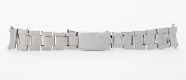 Rolex Oyster 19mm Rivet Link C&I Bracelet: Rolex Genuine Oyster 19mm Stainless Steel Rivet Link C & I Bracelet, 1979, with 10 links, "80" endlink, marked "Rolex U.S.A. / C I / 79" and "80" to one endlink. 19mm x 174mm. Provenance: From a