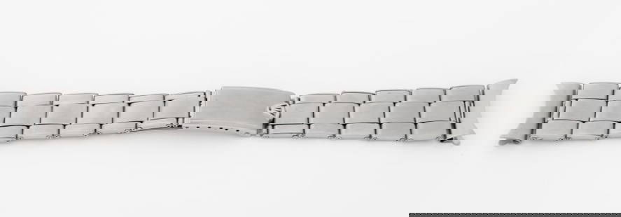 Rolex Oyster 19mm Stretch Rivet C&I Bracelet: Rolex Genuine Oyster 19mm Stainless Steel Stretch Rivet Link C & I Bracelet, 1963, with 12 links, marked "Rolex U.S.A. / C I / 1-63" to the clasp. 19mm x 171mm. Provenance: From a Manhattan