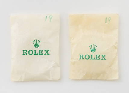 Rolex Genuine No. 19 Crystals, 2: Two Rolex Genuine No. 19 Crystals, for reference numbers 5512 and 5513, in original Rolex packaging. Each: 31mm Diameter. Provenance: From a Manhattan Collection. Keywords: Watch parts, Time