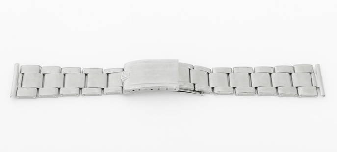 Rolex Oyster 20mm Rivet Link Straight End Bracelet: Rolex Genuine Oyster 20mm Stainless Steel Rivet Link Straight End Bracelet, 1968, with 13 links, model No. 7206, marked "Rolex / Steelinox / 4 / 68" to clasp and "7206" to the last link on each side.