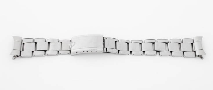 Rolex Oyster 20mm Rivet Link Bracelet: Rolex Genuine Oyster 20mm Stainless Steel Rivet Link Bracelet, 1967, with 11 links, model no. 7206, and "80" endlinks, marked "Swiss Made / Rolex / Steelinox / 4 67" to the clasp, "7206" to the links