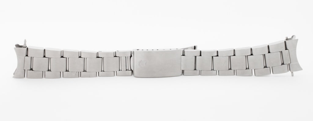 Rolex Oyster 20mm Solid Link Bracelet: Rolex Genuine Oyster 20mm Stainless Steel Solid Link Bracelet, with 13 links, model no. 78360, 580 endlinks, and illegible date code, marked "Rolex / Steelinox" to clasp, "78360" to the last link and