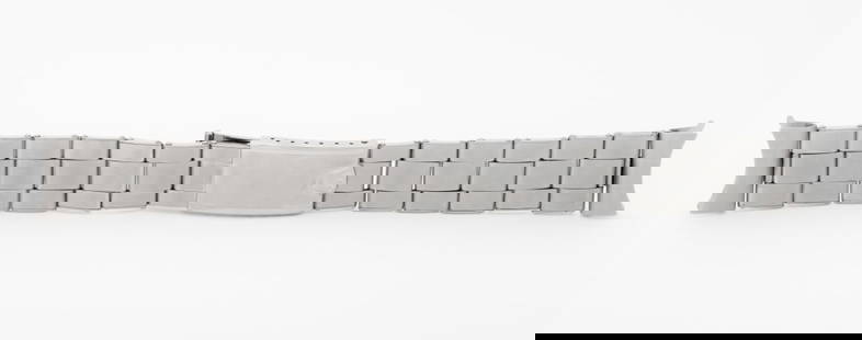 Rolex Oyster 20mm Stretch Rivet C&I Bracelet: Rolex Genuine Oyster 20mm Stainless Steel Rivet Stretch C & I Bracelet, 1963, with 13 links, date code "1-63", marked "Rolex U.S.A. / C I / 1-63" to the clasp. 7" L. Provenance: From a Manhattan