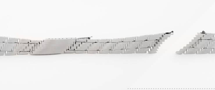 Rolex Oyster 19mm Folded Link Bracelet: Rolex Genuine Oyster 19mm Stainless Steel Folded Link Bracelet, with 12 links, model no. 7835, "361" endlinks, and "8 T" date code, marked "Swiss Made / Rolex / Steelinox / 8 T" to the clasp, "7835