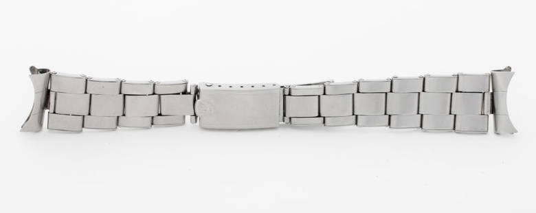 Rolex Oyster 19mm Stretch Rivet C&I Bracelet: Rolex Genuine Oyster 19mm Stainless Steel Stretch Rivet Link C & I Bracelet, 1973, with 10 links, marked "Rolex U.S.A / Rolex / 1 - 73" to the clasp. 19mm x 146mm. Provenance: From a Manhattan