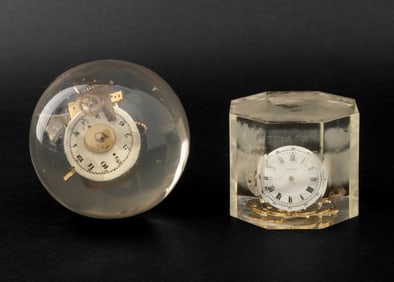 Watch Encased Resin Paperweights, 2