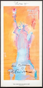 Peter Max Signed "Orange Liberty" Poster