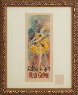 Jules Cheret "Les Coulisses de L'Opera..", 19th C.: Jules Cheret (French, 1836-1932), "Les Coulisses de L'Opera au Musee Grevin", Lithographic Poster in Colors, late 19th century, marked "Imprimerie Chaix / Ateliers Chere / 20 Rue Bergere Paris / Encre