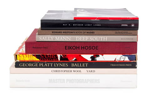 Books on Photographers and Photography, 9: Group of Nine Books on Photographers and Photography, comprising: "Edward Weston's Book of Nudes", Abbott, Brett, ed., "Ray K. Metzker: Light Lines", Ewing, William A., et. al., "Deep South", Mann, Sa