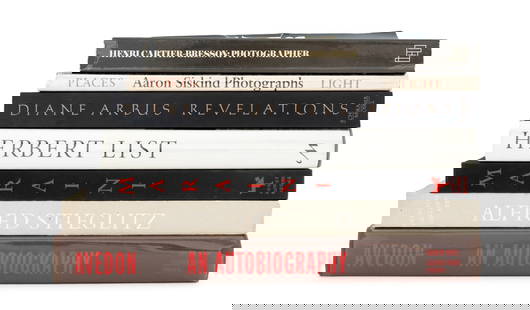 Books on Photographers, 7: Group of Seven Books on Photographers, comprising: "Places: Aaron Siskind Photographs", New York: Light Gallery, "Henri Cartier-Bresson: Photographer", International Center for Photography, "Maraini: