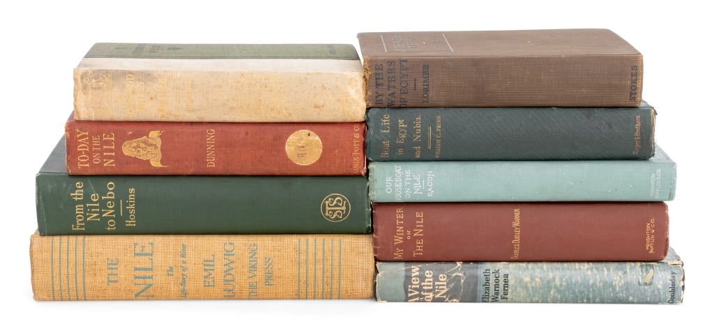 Books on The Nile River, 9: Collection of Nine Books on The Nile River, comprising: "My Winter on The Nile", Warner, Charles Dudley, "The Nile: The Life-Story of a River", Ludwig, Emil, "Our Houseboat on the Nile", Bacon, Lee, "