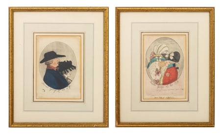 King George & His Wife Hand-Colored Etchings, 2