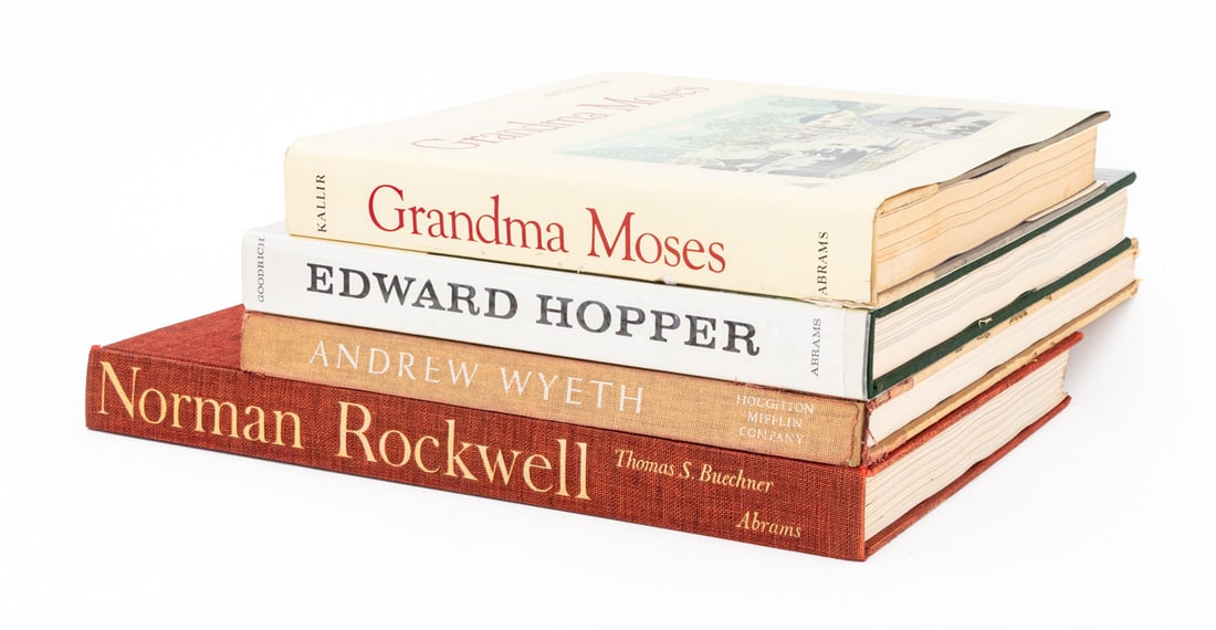 Edward Hopper, Etc. Artist Monographs, 4: Collection of Four Artist Monographs, comprising: Meryman, Richard, "Andrew Wyeth", Boston: Houghton Mifflin Company, 1968, first printing, Kallir, Otto, "Grandma Moses", New York: Harry N. Abrams Inc