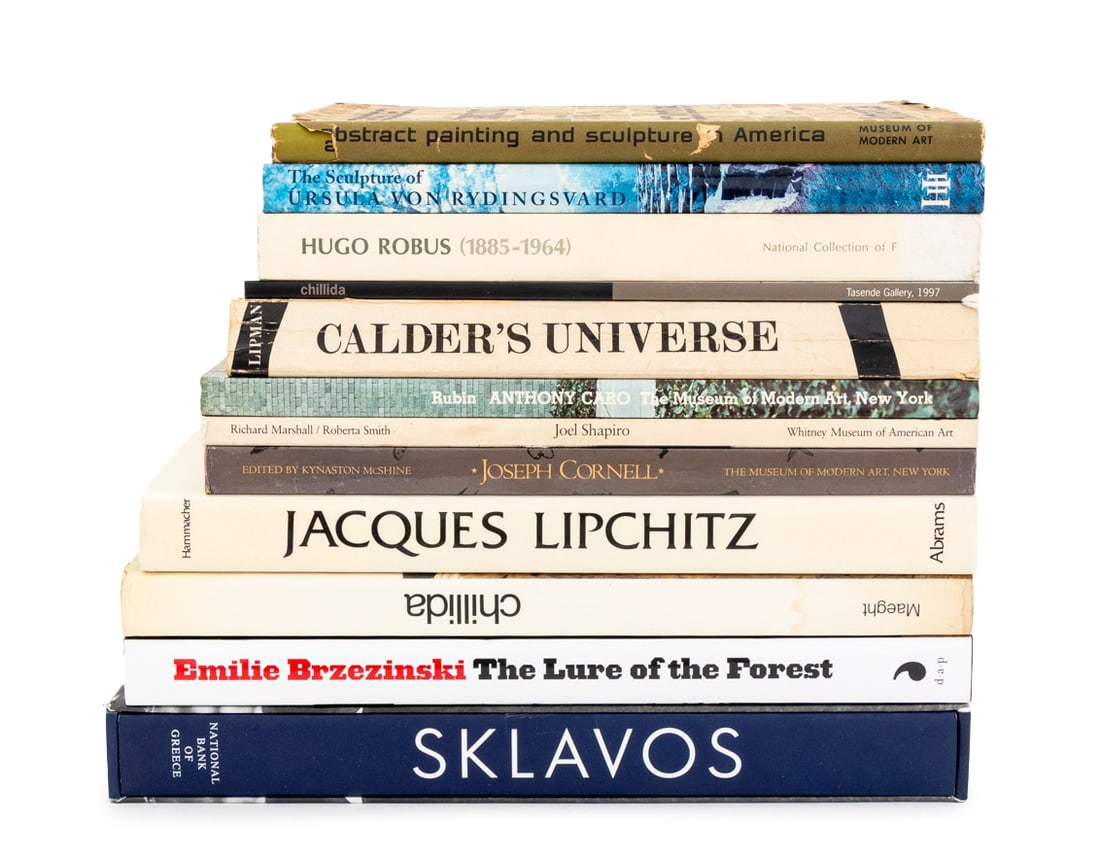 Books on Modern Sculptures and Sculptors, 12: Collection of 12 Books on Modern Sculptures and Sculptors, comprising: "Sklavos: Shaping the Spirit 1927-1967", Iliopoulou-Rogan, Dora, with slipcase, "Jacques Lipchitz", Hammacher, A. M., trans: Broc
