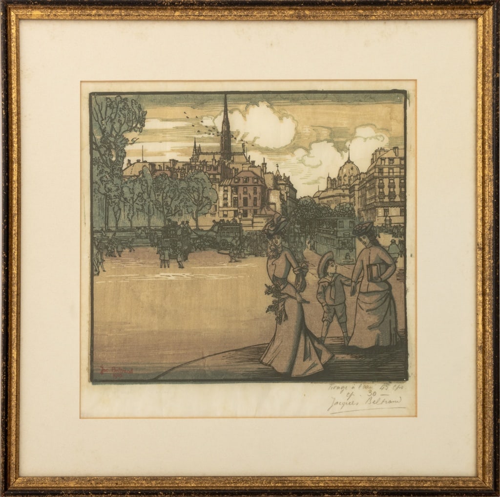 Jacques Beltrand "La Place St. Michel" Woodcut (1 of 7)