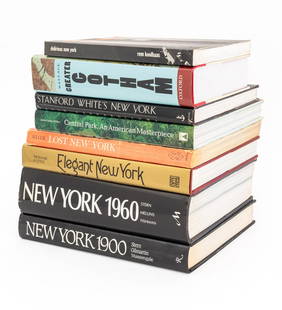 Books on New York City Architecture, 8: Collection of Eight Books on New York City Architecture, comprising: "Standford White's New York", Garrard Lowe, David, "Central Park: An American Masterpiece", Cedar Miller, Sara, "Elegant New York: