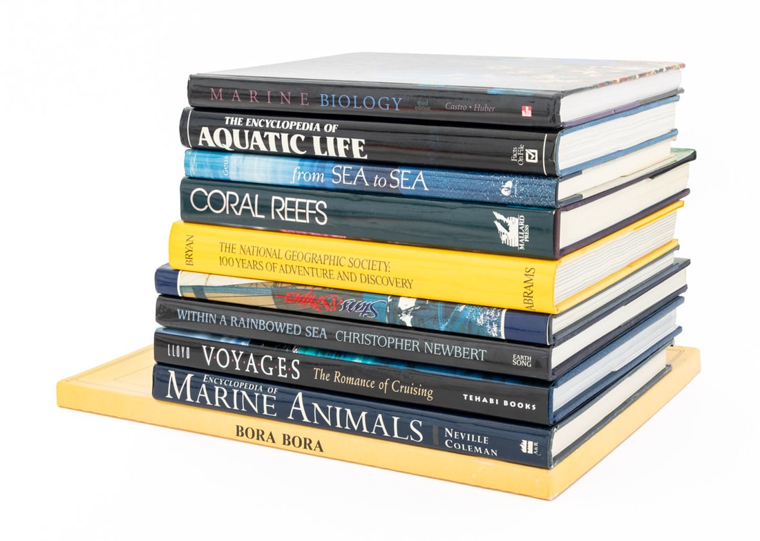 Books on Sea, Travel, and Cruising, 10: Collection of Ten Books on Sea, Travel, and Cruising, comprising: Stannard, Bruce, "Stars & Stripes: The Official Record", Lloyd, Harvey, "Voyages: The Romance of Cruising", Bryan, C.D.B., "The Nation