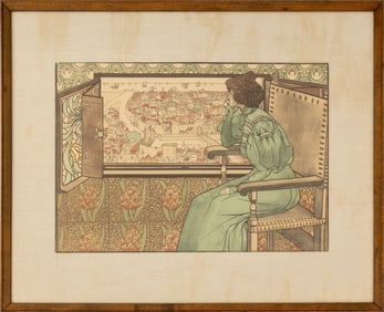 Gustave-Max Stevens "Femme Assise" Lithograph