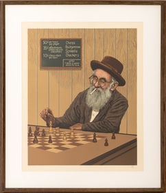 Emanuel Schary "Chess Player" Lithograph