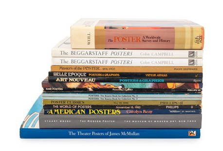 Books on Art Posters, 17: Collection of 17 Books on Art Posters, comprising: "The theater Posters of James McMullan", McMullan, James, "The Modern Poster", Wrede, Stuart, "American Posters of the Turn of The Century", Keay, Ca
