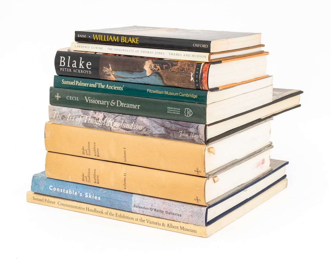 Books on English Romanticism Artists, 10: Collection of 10 Books on English Romanticism Artists, comprising: "Blake and Tradition", Raine, Kathleen, Volume I and II, "William Blake", Raine, Kathleen, "The Originality of Thomas Jones", Gowing,