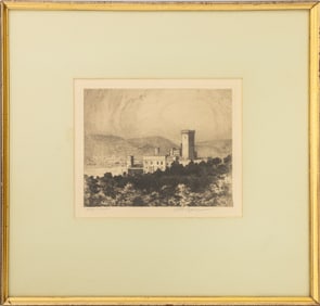 German School "Stolzenfels Castle" Etching