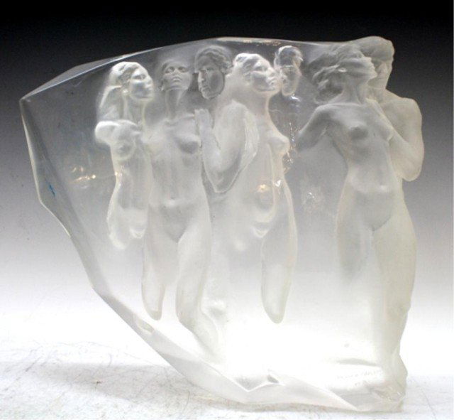 American Frederick Hart Gerontion Lucite Sculpture: Frederick Hart (American, 1943-1999) Lucite "Gerontion" sculpture ed. 1/75, United States, 1982; signed. Dimensions: 11"H x 12"W x 3"D