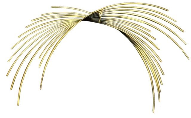 Curtis Jeré Tubular Brass Wall Sculpture: Curtis Jere tubular brass wall sculpture, United States; unmarked. Dimensions: 23" H x 36" L x 5-1/2" W