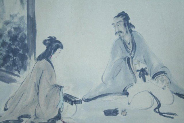 Chinese Scroll Painting after Baoshi of Guzhing: Unmounted hand scroll painting after Fu Baoshi of Guzhing, color and ink on paper, China; marked and sealed. Dimensions: Overall 31-3/4"L x 67"W; image area 27-1/4"L x 54-1/2"W