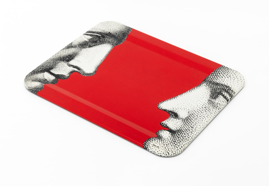 Fornasetti "Profili" Red Lacquered Wood Tray