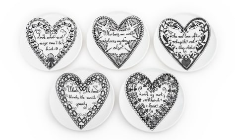 Fornasetti "Love" Porcelain Coasters, 5